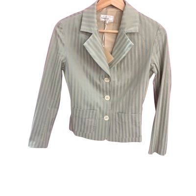  Womens  Size 8 Suit Jacket Beige / Blue 