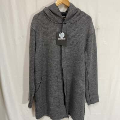 Pull & Bear Hooded Cardigan Sz M Grey 