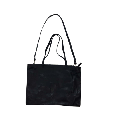 bul Navy Blue Leather Handbag With Carry Handles & Shoulder Strap