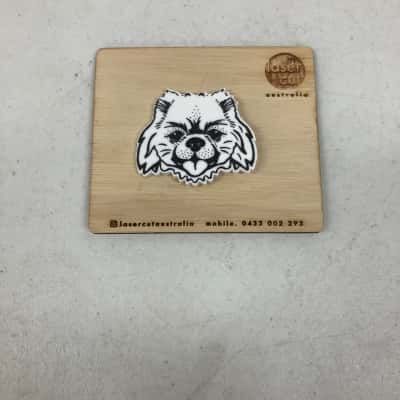 Laser Cut Australia Pomeranian Brooch 