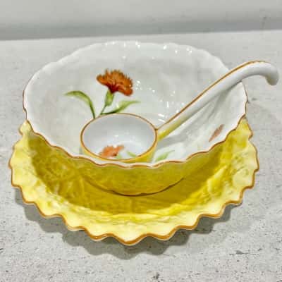 VINTAGE Noritake Mayonaise Set Hand Painted Grapevine Bowl Plate Spoon Set 