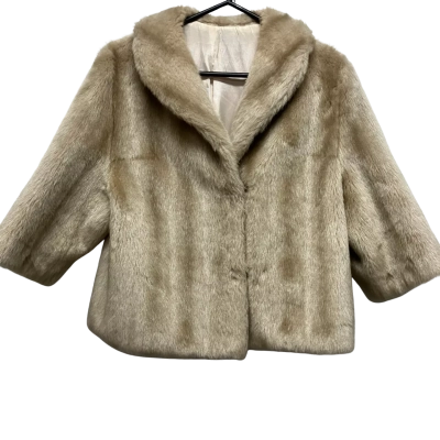  OTEX Melbourne Vintage Women's  Size 12 -14 Cropped Faux Fur Jacket / Golden Cream 