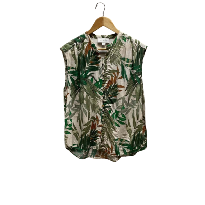 Witchery Womens  Size 12 Button Green Pattern Top 
