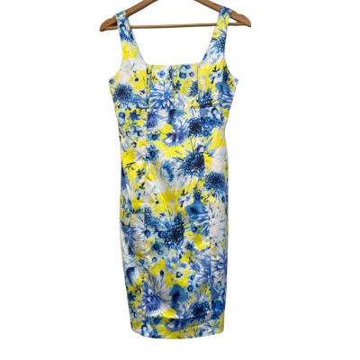 Teaberry Womens  Size 8 Sleeveless Dress  Blue / Floral / White / Yellow 