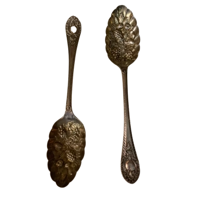 Vintage Sheffield Silver-Plated Berry Serving Spoons 