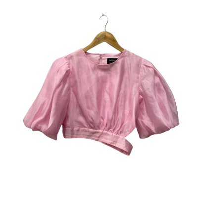Bardot Womens  Size 8 Cropped Puff Sleeve Top Pink  