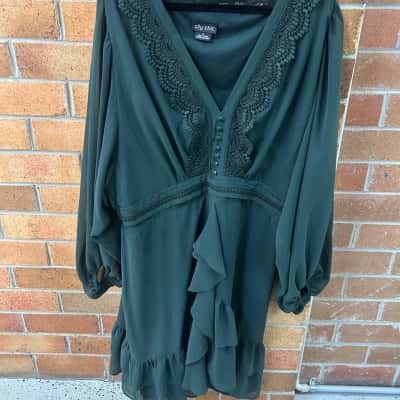 City Chic Womens  Size S Mini Dress Olive 