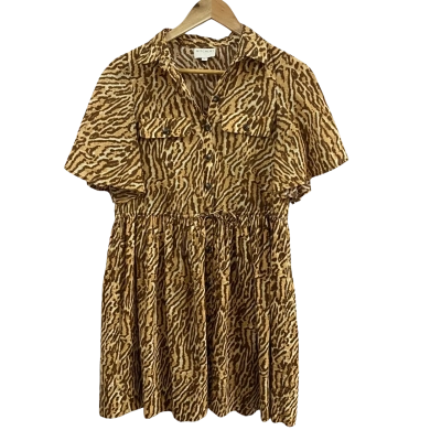 Witchery Womens  Size 4 Leopard Print Button-Front Shirt Dress 