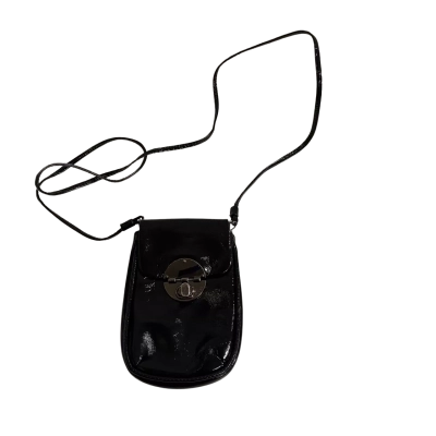 Mimco Womens Patent Leather Phone Bag Black 