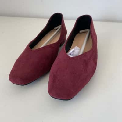 Red Velvet Ballet Flats Shoes Size 37  