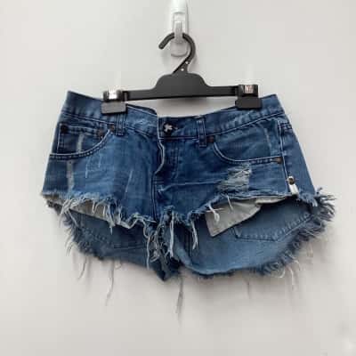 Oneteaspoon Womens  Size 8 Denim Blue  cutoff  Shorts 