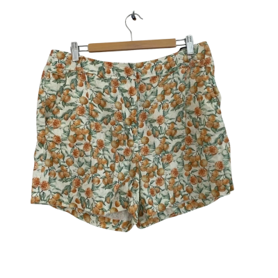 Marcs Womens Linen Size 12 Shorts Cream / Multicoloured / Orange 
