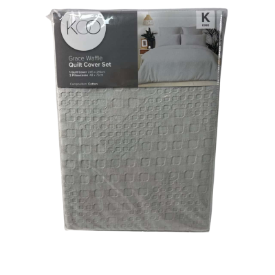 BNWT Koo Grace quilt cover set grey