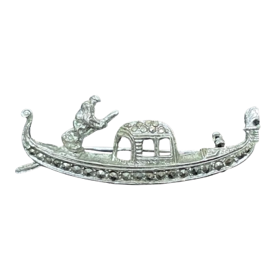  Vintage Venetian Gondola Marcasite Brooch 