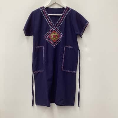 Handmade  Womens  Size S Casual Dress Multicoloured / Navy Blue 
