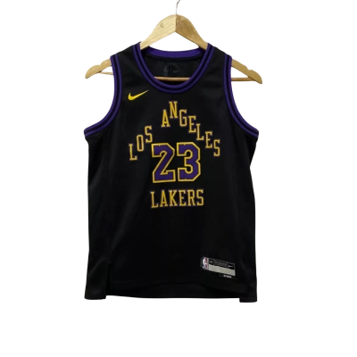 Nike Kids  Size 10 / 12 / M Los Angeles 23 Lakers Jersey Sport Top Black  / Purple / Yellow 