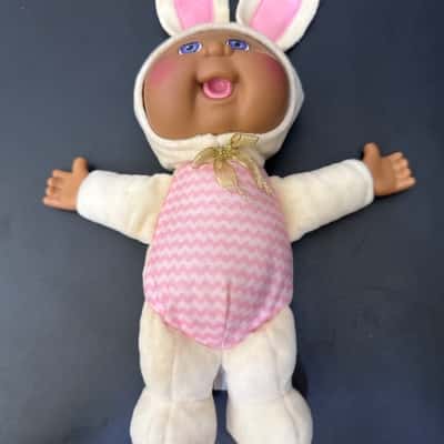 Cabbage Patch Kids 2019 Pink Bunny Suit Baby Plush Doll 10" purple eyes(B11)