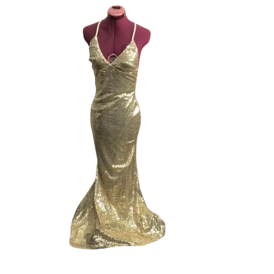 Club London Womens  Size 8 Gold Sequin Formal Dress