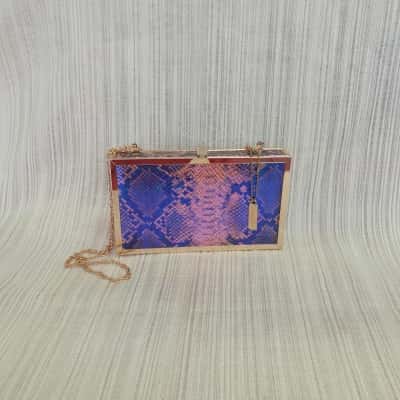 Glamorous Stunning /Opal Shimmer /Snakeskin Pattern /Hard Shell /Box Style /Evening /Shoulder /Clutch Bag 