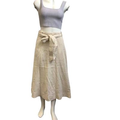 Brand New Trenery Womens  Size 14 Linen Midi Skirt Flax