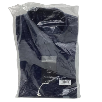 BNWT Van Heusen Mens  Size 38 Long Sleeve Shirt Navy Blue  HTHT
