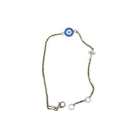 Cross Pendant with Blue & Clear Stone Pendant Bracelet