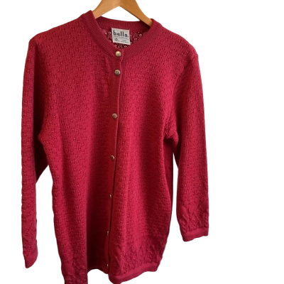 “BELLA “Australian woollen cardigan -Womens  Size 12 Cardigan Red 
