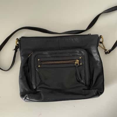 Colorado Black Leather Cross Body Bag 
