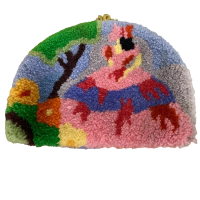 Vintage tufted yarn, tea cozy 