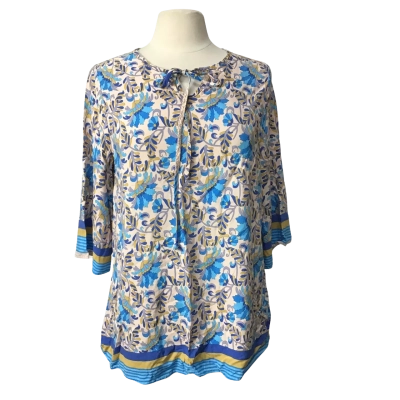  Elegant Womens  Size 14, 100% Cotton Multicoloured Straight Cut Top