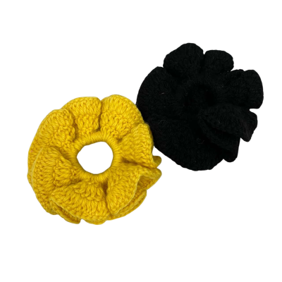 Crochet HandMade Women's Hair Bands Black / Yellow 2 Pieces 