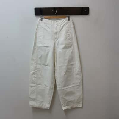 Morrison Henery Cargo Womens  Size 12 White Relaxed Wide Leg Pant Large Front Pockets 