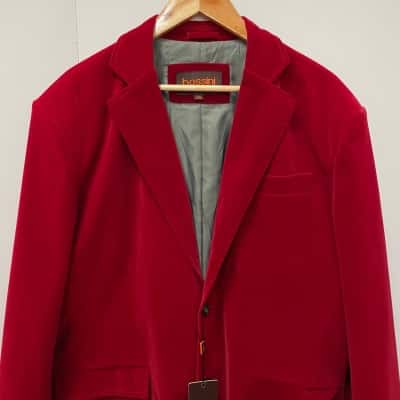 bossini Burgundy Velvet Blazer Size 3XL