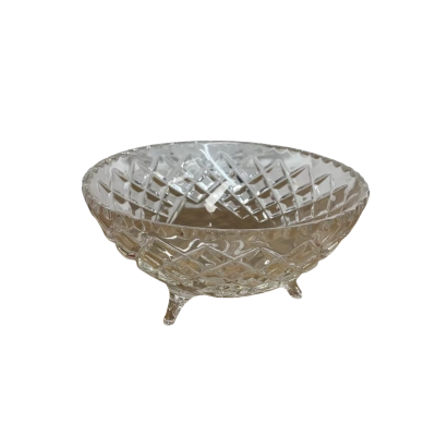 vintage three-legged, diamond-cut crystal bowl