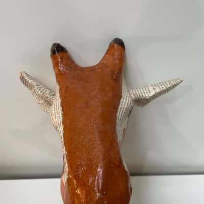 Giraffe paper mache head wall hanging 