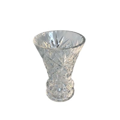 Vintage Etched Clear Cut Crystal Lead Tall Vase Pinwheel