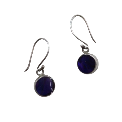  Women's Silver and Purple Earrings 