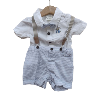 Peter Rabbit Kids Size 000 Overalls Blue / Gingham / White (5)