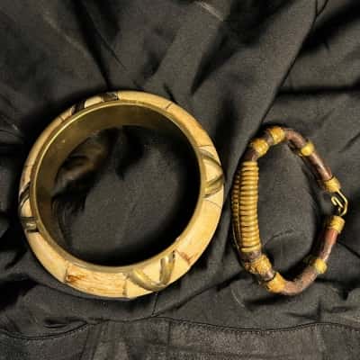 Bracelet Bundle - Gold Tone, Bone(?), Leather