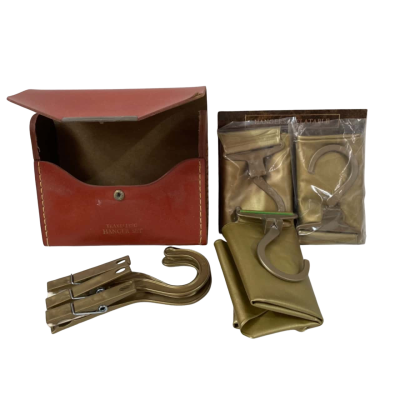  Vintage Travelling Hanger Set With Inflatable Hangers in Red Leather Case