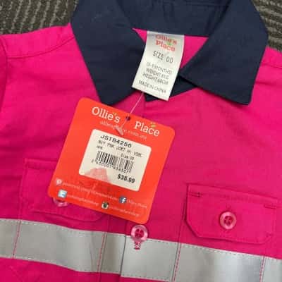 Ollies Place Kids  Size 00 Top Navy Blue Hi Vis Button up Shirt 