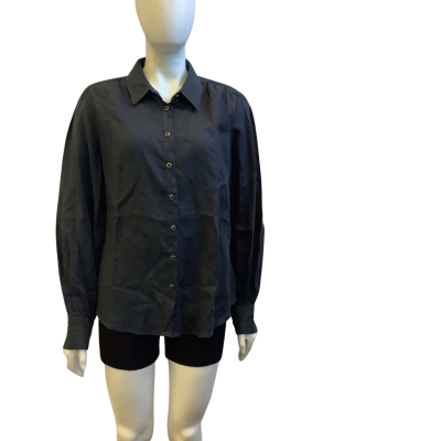 Brand New Fate & Becker Womens  Size 12 Linen Long Sleeve Shirt Navy