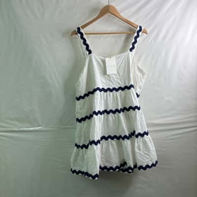 Wits the Label Womens Size 14 Mini Dress Navy Blue / White BNWT