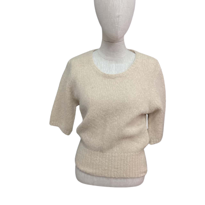 Auguste The Label Wool Blend  Size L 3/4 Sleeve Top Beige 