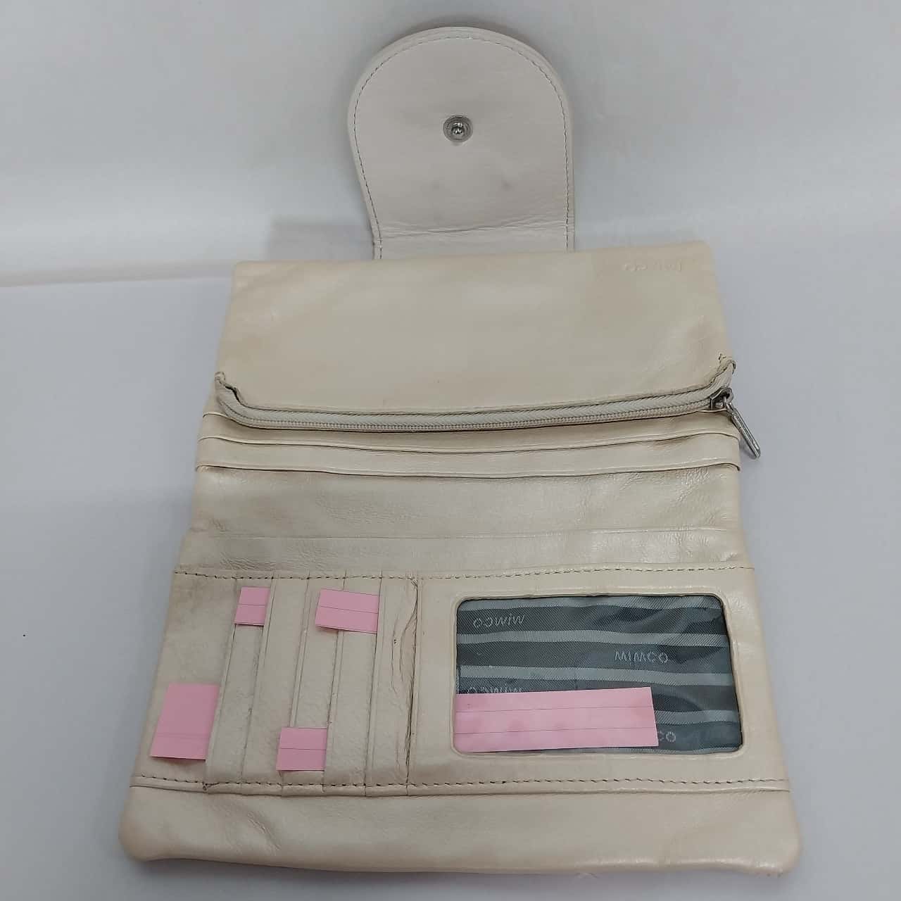 Mimco ladies Purse, leather, Beige / Silver (s)