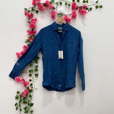 Industrie Mens  Size S Long Sleeve Shirt Navy Blue 