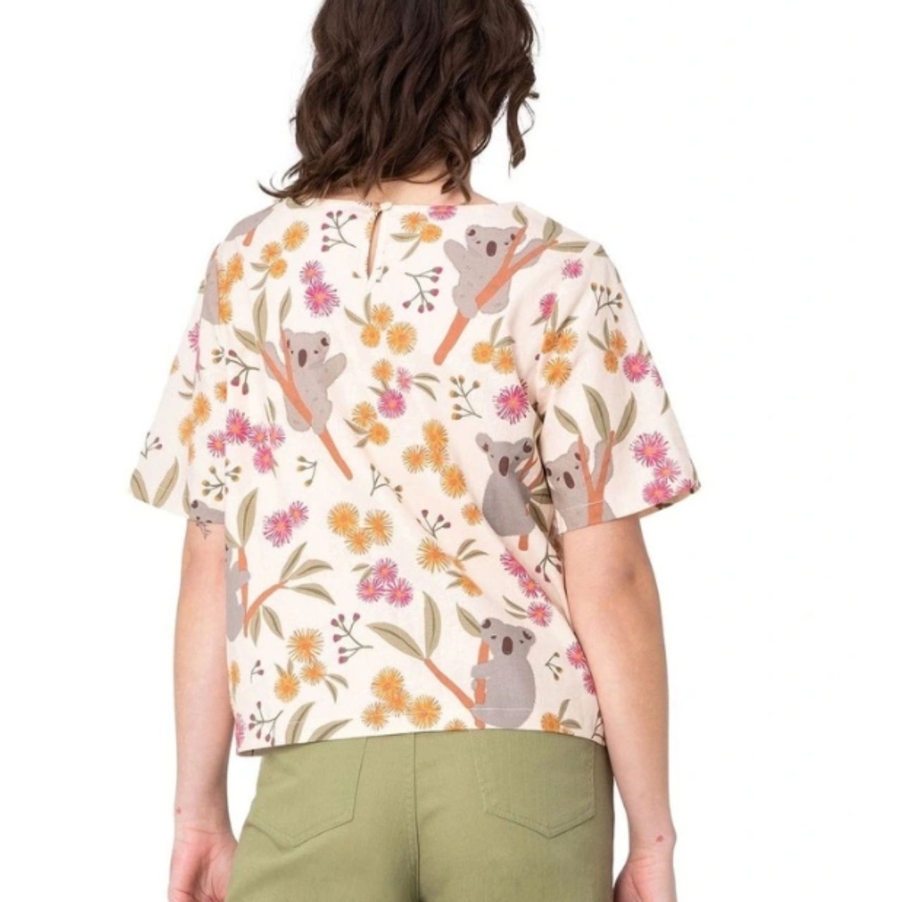 Princess Highway Cream Koala Short Sleeve Top Size 12 / L (s)
