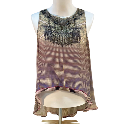 Camilla Womens Size S Silk Sleeveless Top Purple 