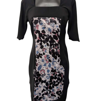 Dizingof Womens Black  / Floral Short Sleeve Dress 