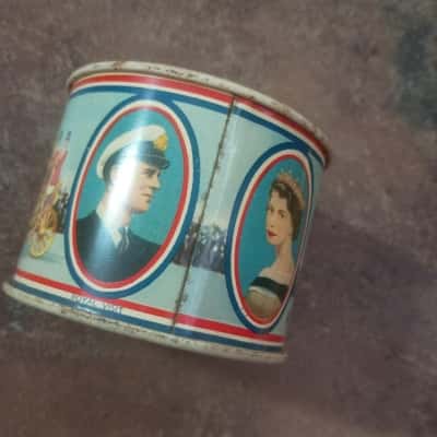 Queen Elizabeth & Prince Philip Royal Visit Tin Money Box